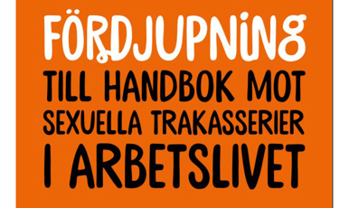 Omslag till boken med titeln Fördjupning till handbok mot sexuella trakasserier i arbetslivet